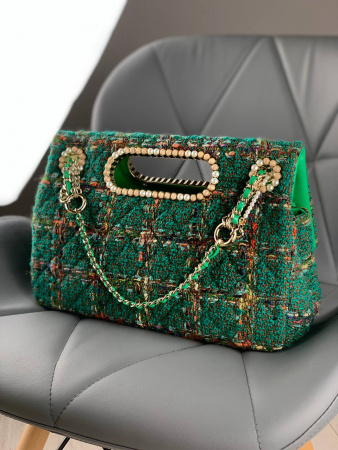 Сумка Chanel кросбоди с клапанном (зеленая) 