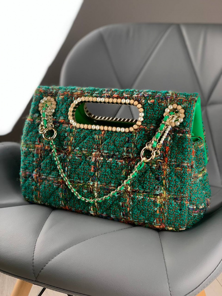 Сумка Chanel кросбоди с клапанном (зеленая) 