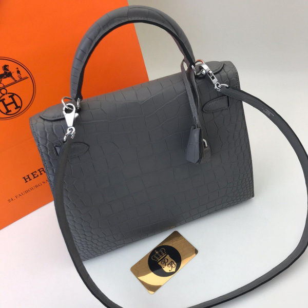 картинка Сумка Hermes Kelly 28 Croco Grey от магазина Papa Brandoff
