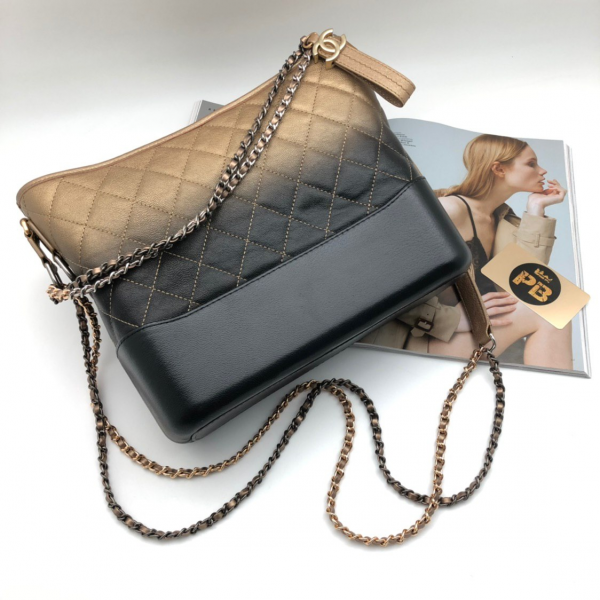 Сумка chanel hobo винтажная кожа (клетка) коричневый и черный