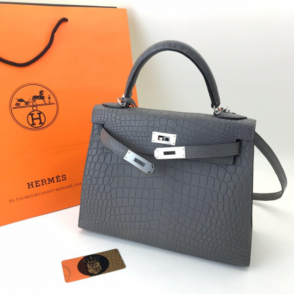 картинка Сумка Hermes Kelly 28 Croco Grey от магазина Papa Brandoff